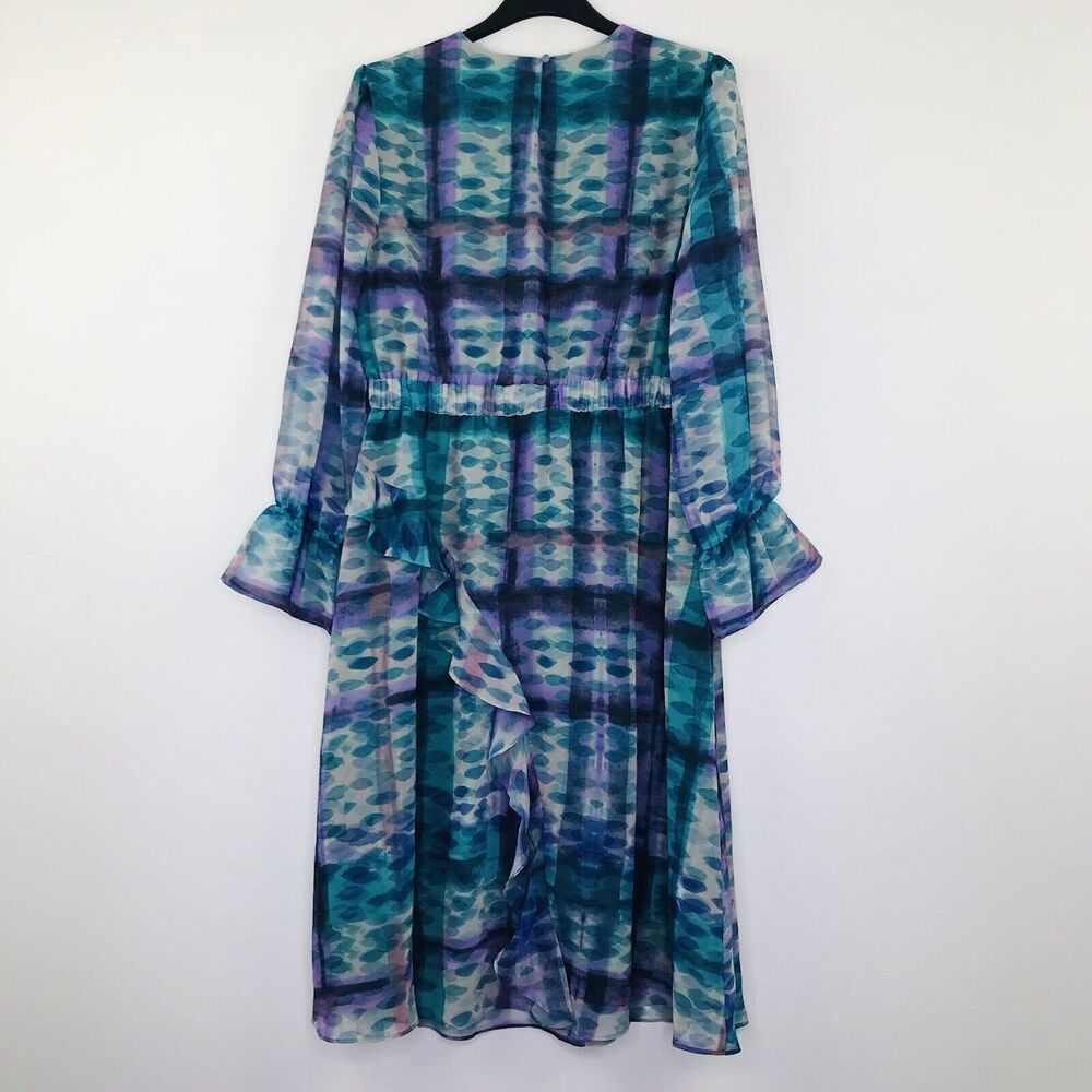 Soft Surroundings Women M Dress V Neck Elastic Waist Ruffles Flowy Blue NWOT B8 - Picture 5 of 5